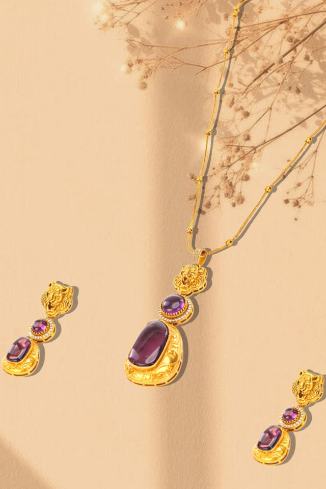 Multi-Color Brass Necklace & Earring Set