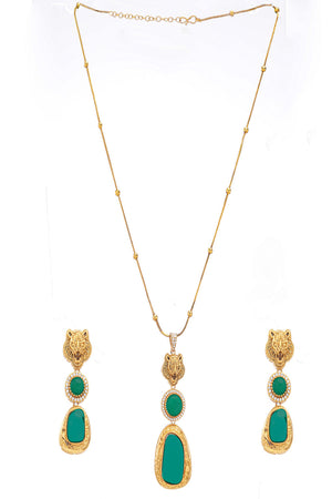 Multi-Color Brass Necklace & Earring Set