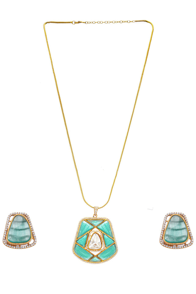 Multi-Color Brass Necklace & Earring Set