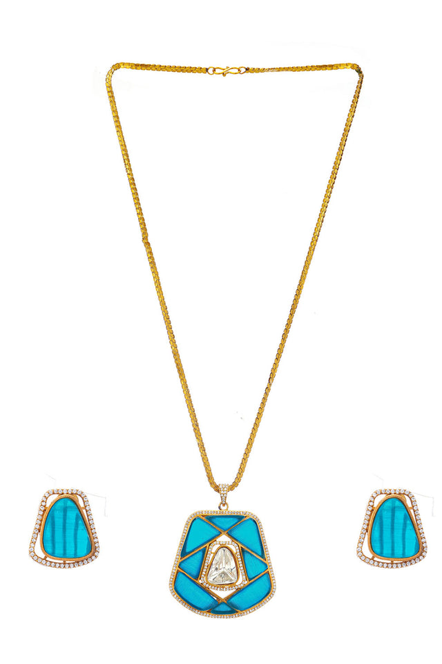 Multi-Color Brass Necklace & Earring Set