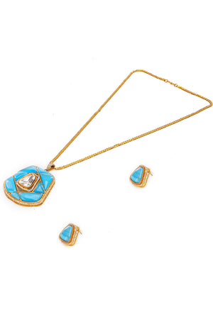Multi-Color Brass Necklace & Earring Set