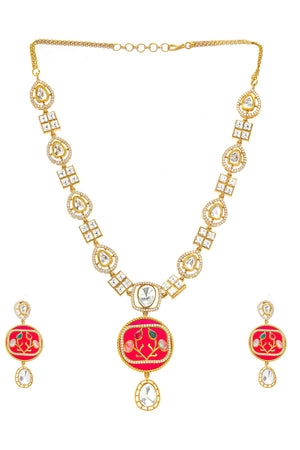 Multi-Color Brass Necklace & Earring Set