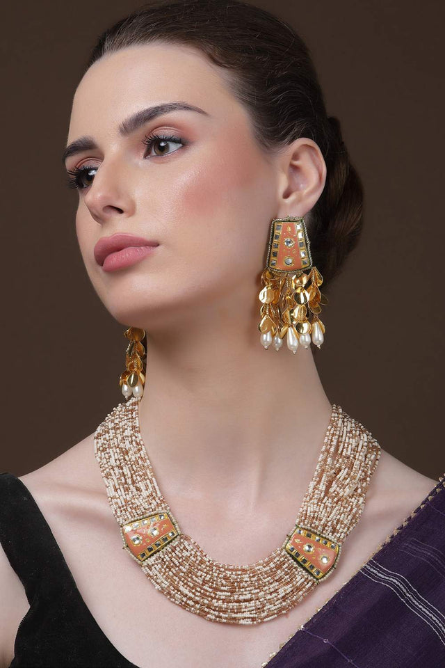 Multi-Color Beaded Alloy Necklace Set