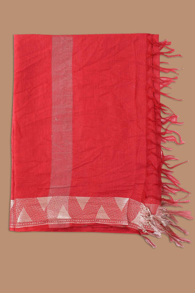 Red Cotton Solid Dupatta (DUP-0016-RED)