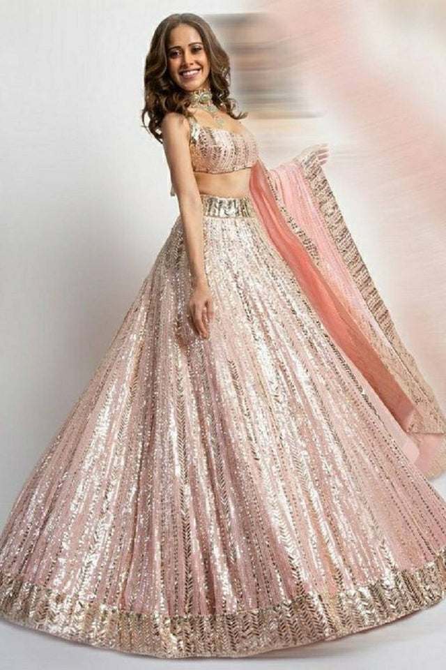 Light Pink Gotta Patti Georgette Lehenga