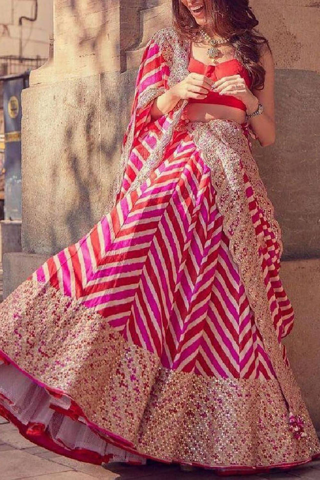 Pink Embroidered Art Silk Lehenga