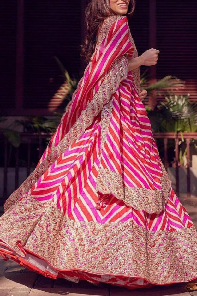 Pink Embroidered Art Silk Lehenga