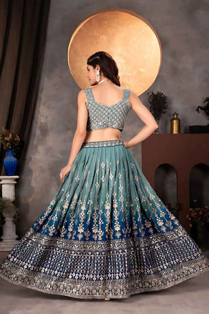 Grey Embroidered Georgette Lehenga