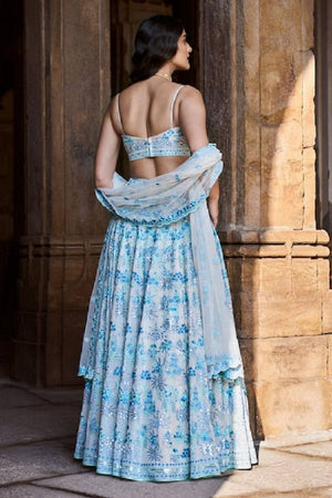 Grey Sequin with Embroidered Georgette Lehenga