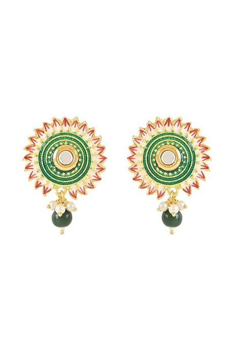 Green Alloy Earrings