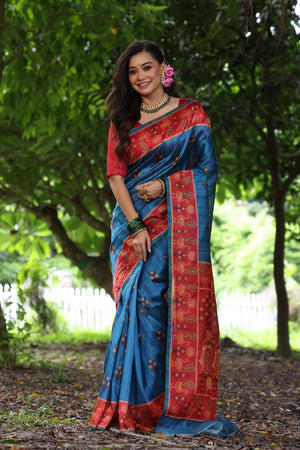 Blue Woven Art Silk Saree (Eth_SR_74)