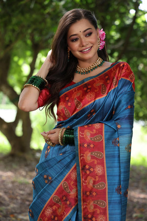 Blue Woven Art Silk Saree (Eth_SR_74)
