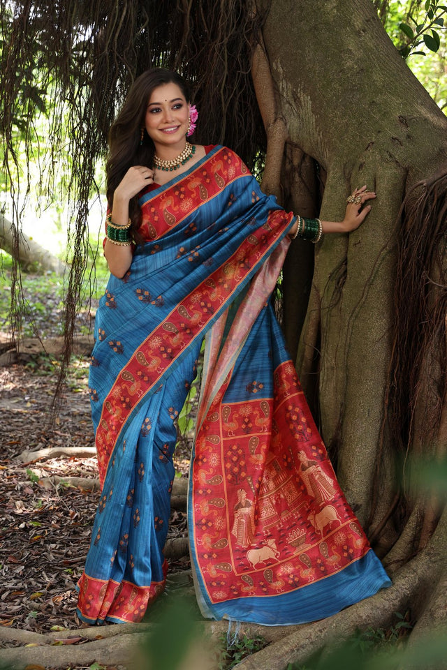 Blue Woven Art Silk Saree (Eth_SR_74)