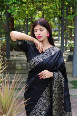 Black Woven Art Silk Saree (Eth_SR_21)