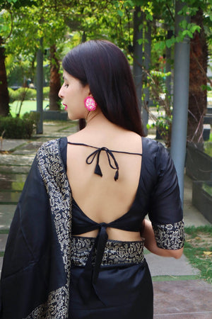 Black Woven Art Silk Saree (Eth_SR_21)
