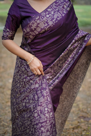 Purple Woven Art Silk Saree (Eth_SR_48)