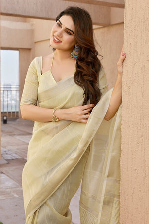 Yellow Woven Silk Blend Saree (Eth_SR_6)