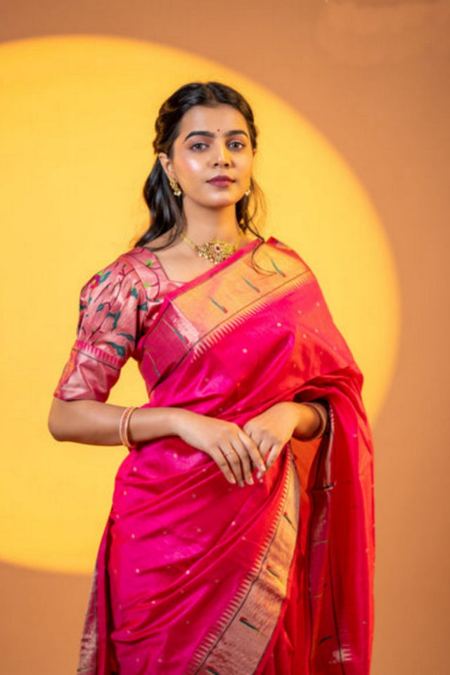 Pink Woven Art Silk Saree (Eth_SR_9)
