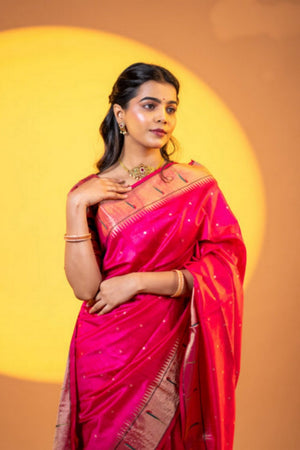 Pink Woven Art Silk Saree (Eth_SR_9)