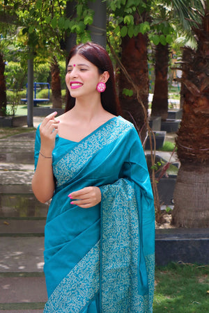 Blue Woven Art Silk Saree (Eth_SR_13)