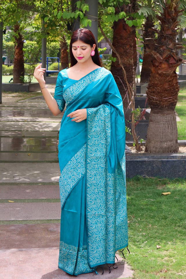 Blue Woven Art Silk Saree (Eth_SR_13)