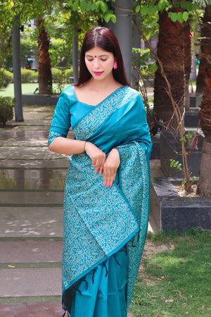 Blue Woven Art Silk Saree (Eth_SR_13)
