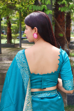 Blue Woven Art Silk Saree (Eth_SR_13)