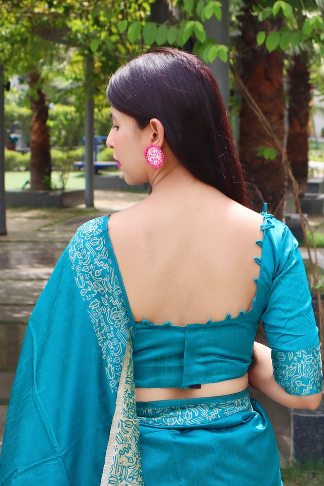 Blue Woven Art Silk Saree (Eth_SR_13)