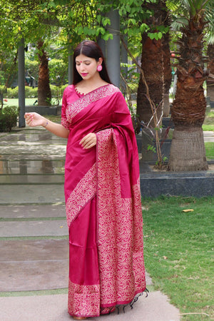 Pink Woven Art Silk Saree (Eth_SR_14)