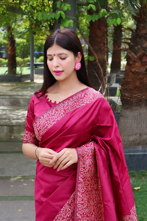 Pink Woven Art Silk Saree (Eth_SR_14)
