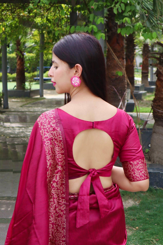 Pink Woven Art Silk Saree (Eth_SR_14)