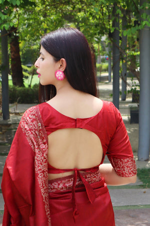 Red Woven Art Silk Saree (Eth_SR_15)
