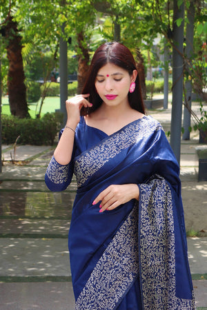 Blue Woven Art Silk Saree (Eth_SR_16)