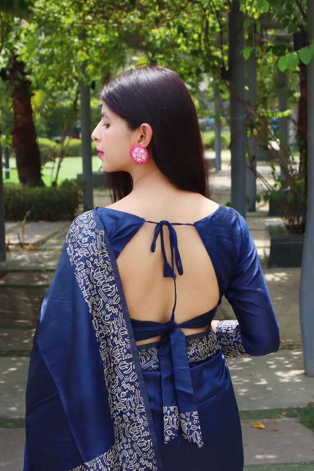 Blue Woven Art Silk Saree (Eth_SR_16)