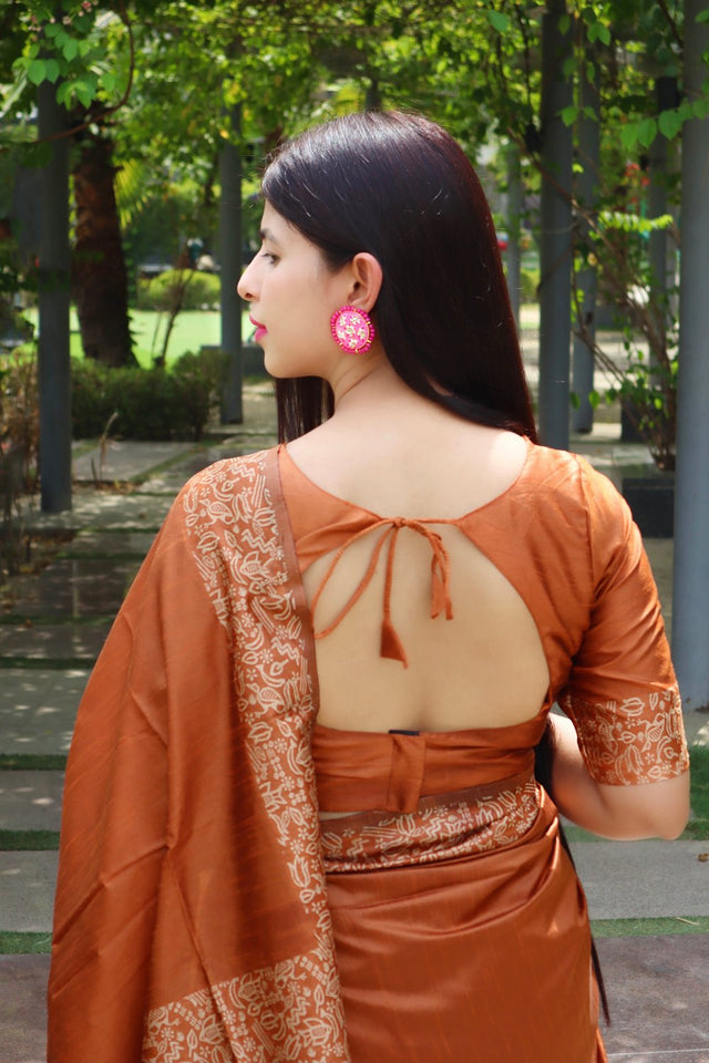 Orange Woven Art Silk Saree (Eth_SR_17)