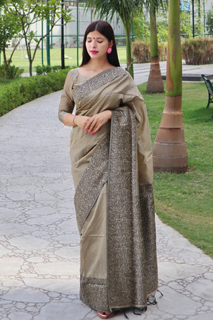 Grey Woven Art Silk Saree (Eth_SR_18)