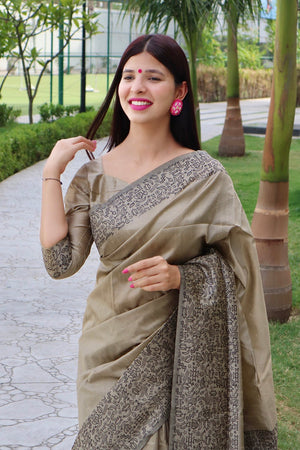Grey Woven Art Silk Saree (Eth_SR_18)
