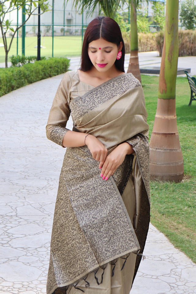 Grey Woven Art Silk Saree (Eth_SR_18)