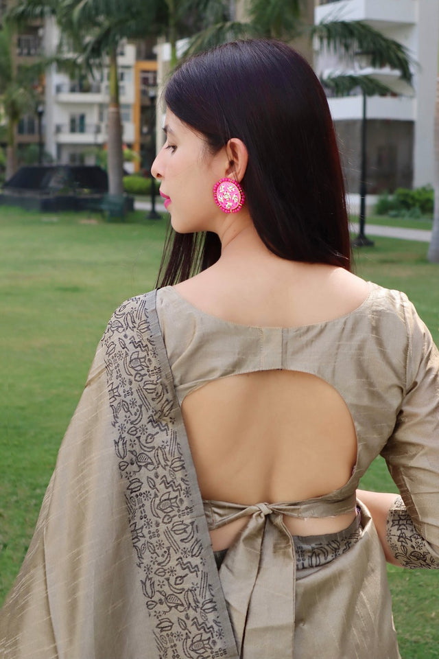 Grey Woven Art Silk Saree (Eth_SR_18)