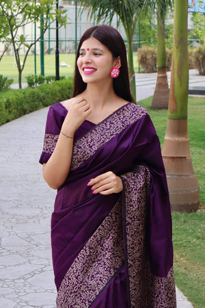 Wine Woven Art Silk Saree (Eth_SR_19)