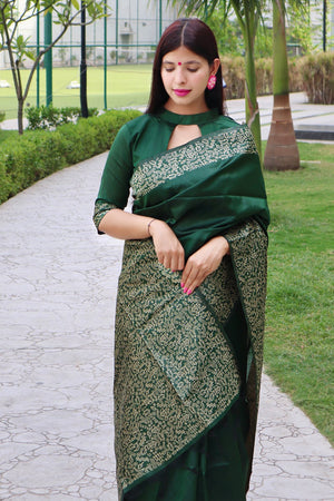 Green Woven Art Silk Saree (Eth_SR_20)