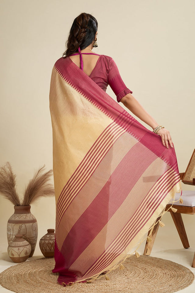 Cream Woven Art Silk Saree (Eth_SR_22)