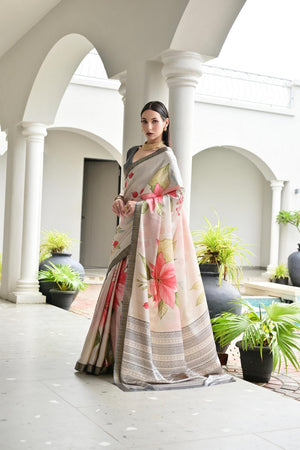 Multi Color Floral Printed Art Silk Saree (Eth_SR_236)