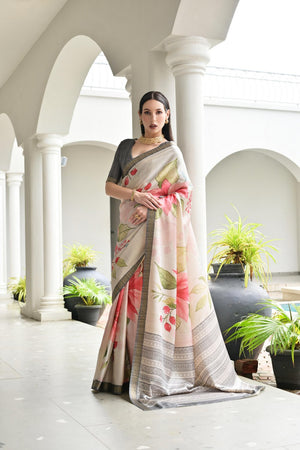 Multi Color Floral Printed Art Silk Saree (Eth_SR_236)