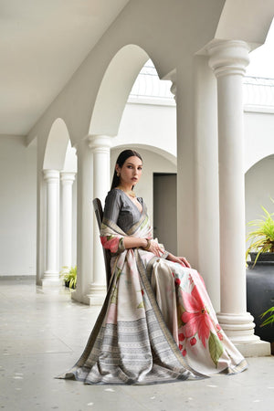 Multi Color Floral Printed Art Silk Saree (Eth_SR_236)