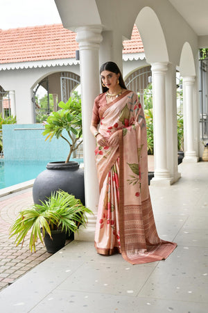Multi Color Floral Printed Art Silk Saree (Eth_SR_238)