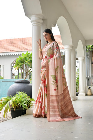 Multi Color Floral Printed Art Silk Saree (Eth_SR_238)