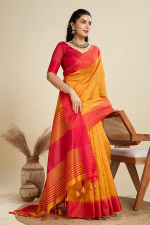 Mustard Woven Art Silk Saree (Eth_SR_24)