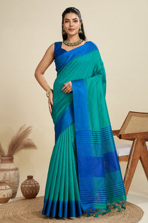 Blue Woven Art Silk Saree (Eth_SR_25)