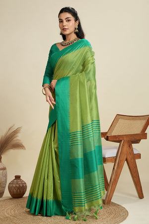 Green Woven Art Silk Saree (Eth_SR_26)